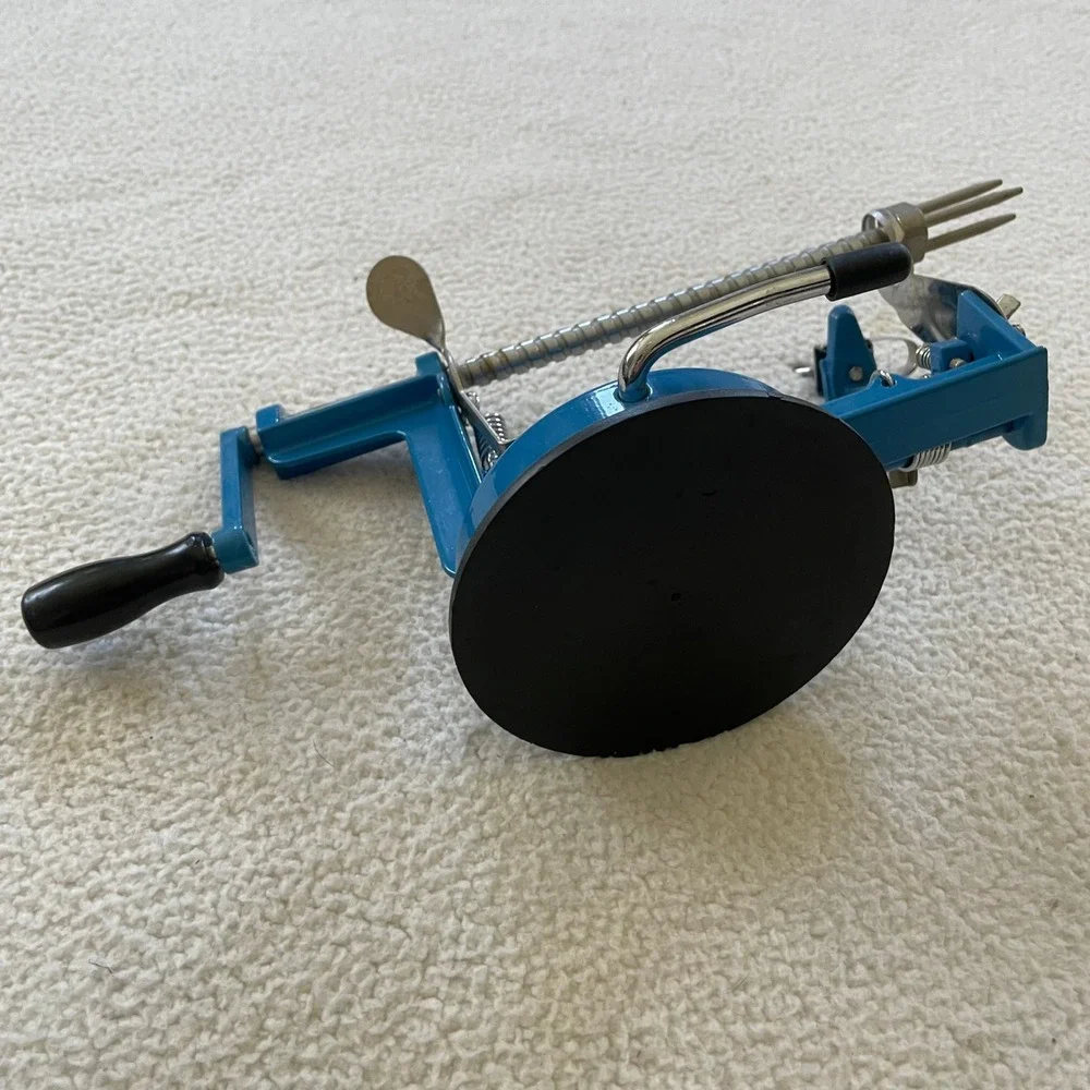 CucinaPro Apple Peeler Corer Slicer Blue Suction Base Hand Crank‎ Kitchen Tool